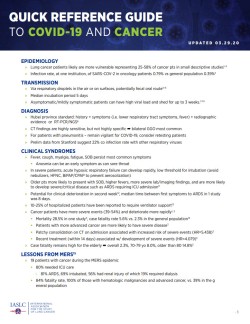 Quick Reference Guide to COVID-19 and Cancer